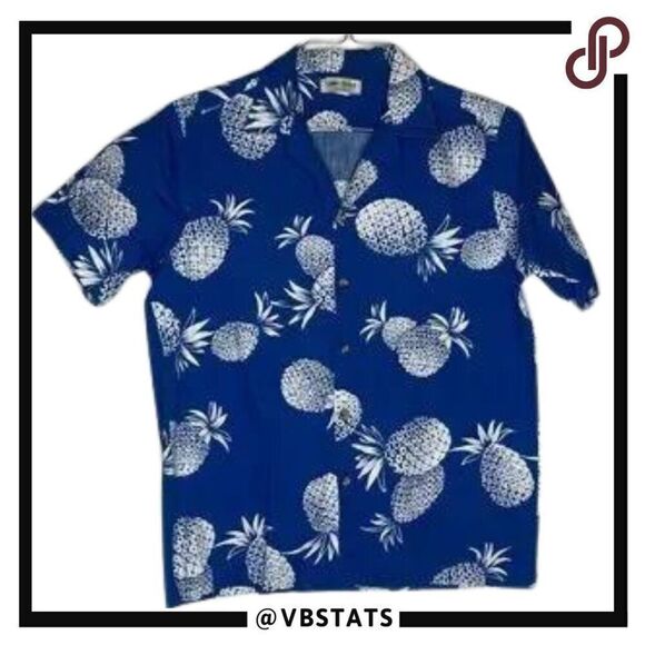 Cooke Street Blue-White Tropical Floral SS Button Shirt in Size Medium - Picture 1 of 8